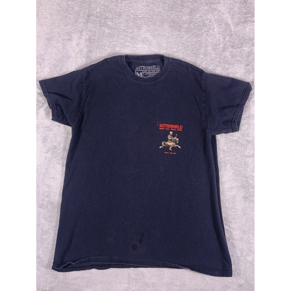 Travis Astroworld Wish You Were Here Enjoy the Ride Tour T-Shirt Men M Blue